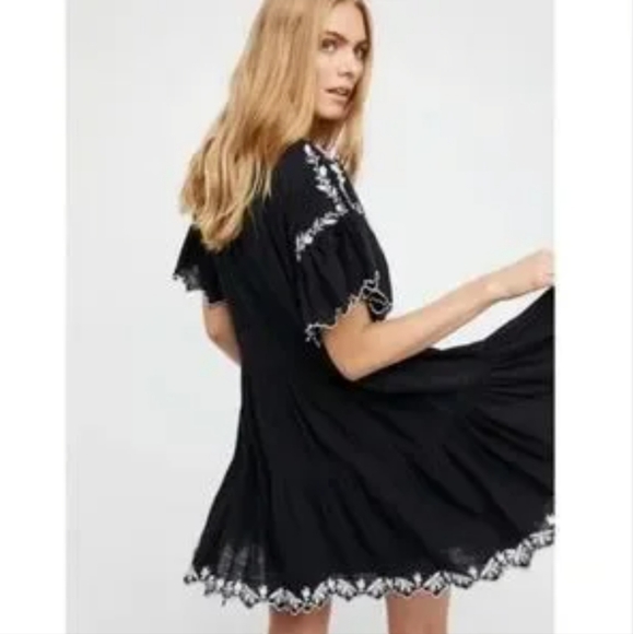 Free People Santiago Dress Boho Black & White Embroidered Size Large - Picture 8 of 16